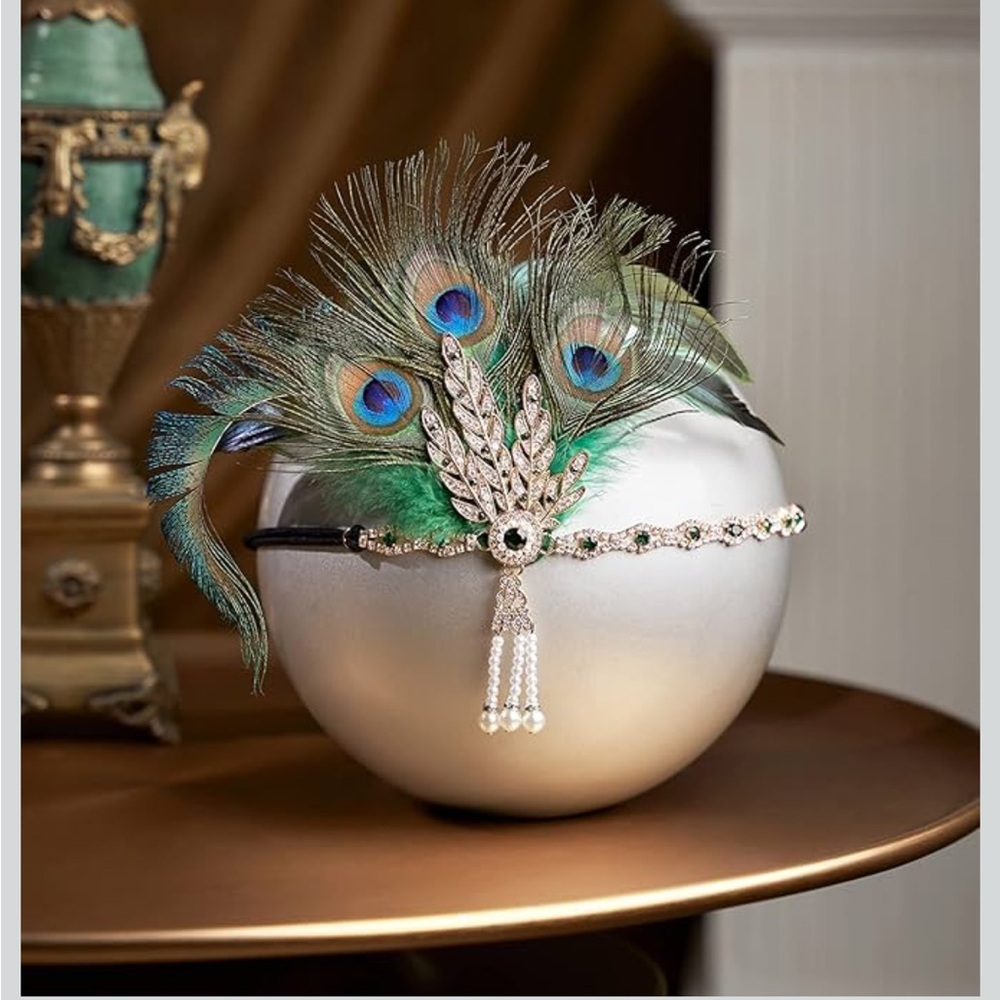 BABEYOND 1920s Flapper Feather Headband Roaring 20s Showgirl Gatsby Headpiece - Picture 2 of 6